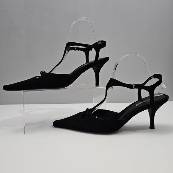 NEW Jeffrey Campbell Petit Pumps Womens 10 Black Suede Kitten Heel Pointed Toe - Picture 2 of 13